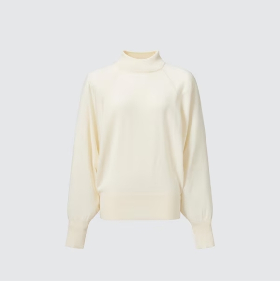 Uniqlo:U Wool Blend Cream Mock Neck Sweater - Picture 1 of 4